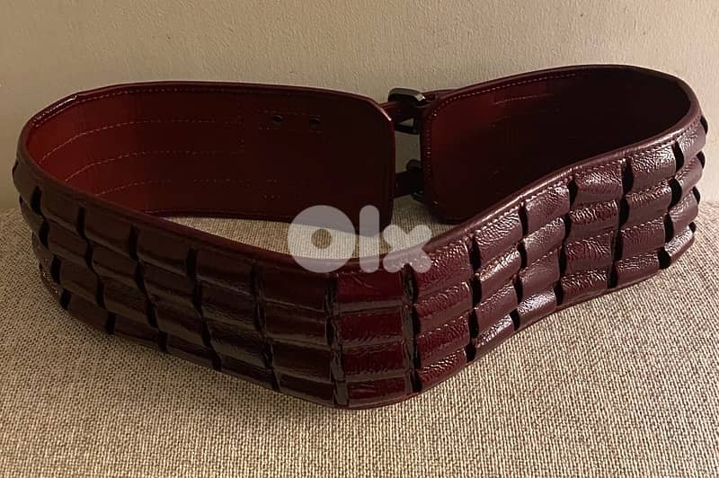 burgundy patent belt 2