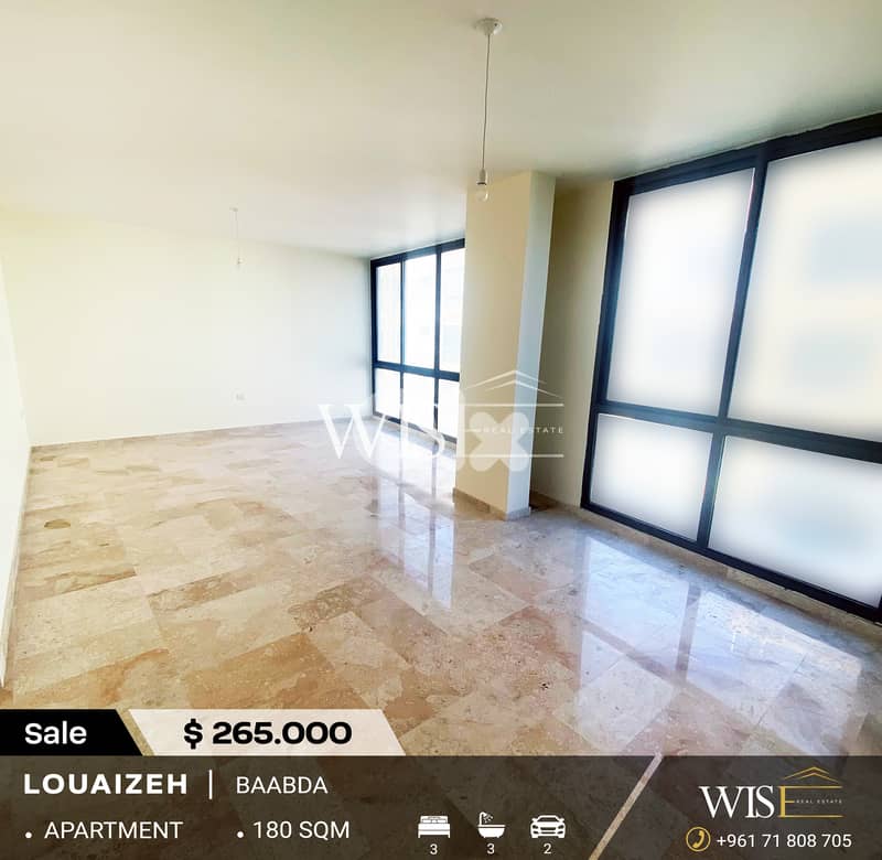 180 SQM Apartment for SALE in Louaizeh-Baabda ! 0