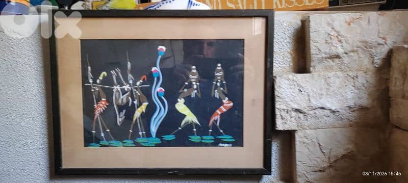 Couple of Mid Century Modern AFRICAN GOUACHE PAINTING 0