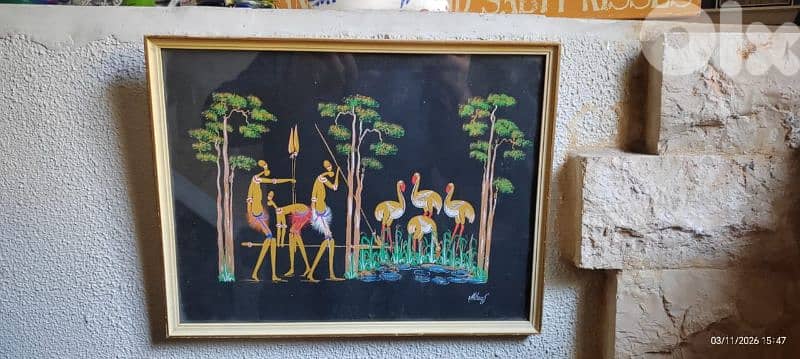 Couple of Mid Century Modern AFRICAN GOUACHE PAINTING 2