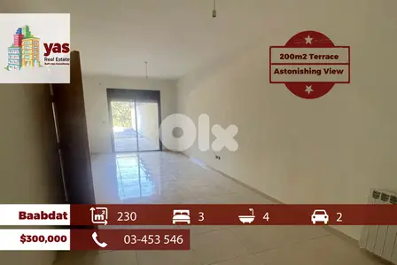 Baabdat 230m2 | 200m2 Terrace | Brand New | Astonishing View | TCH