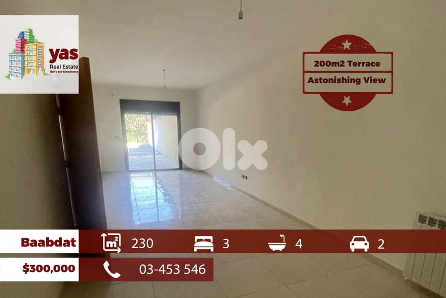 Baabdat 230m2 | 200m2 Terrace | Brand New | Astonishing View | TCH 0