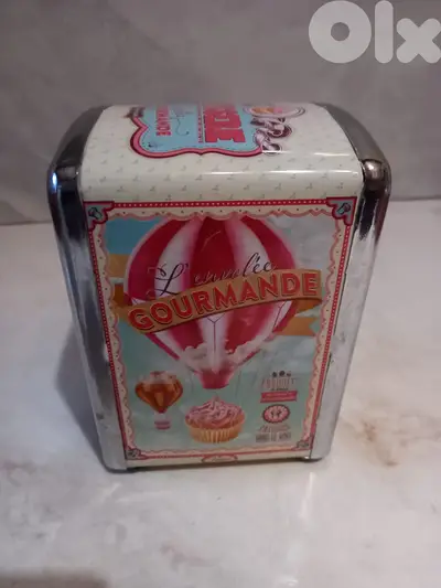 collectible  tin French metal tissus storage