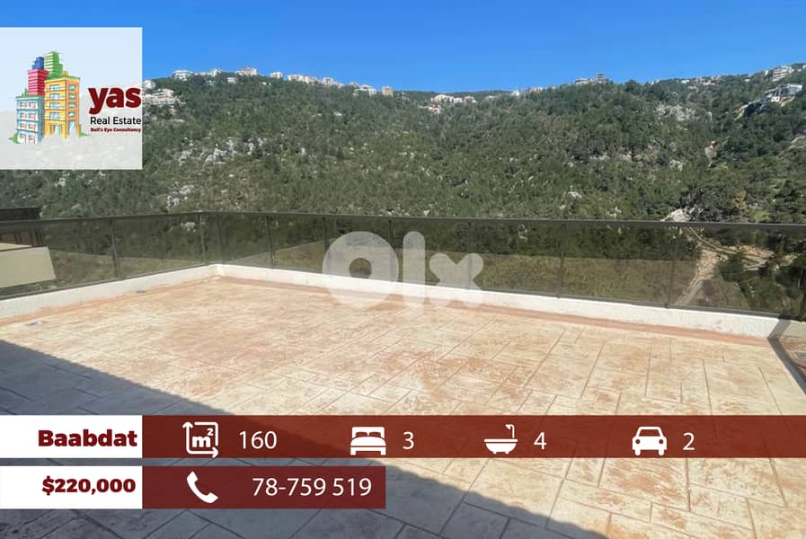 Baabdat 160m2 | New Building | Amazing View | Prime Location | TCH 0