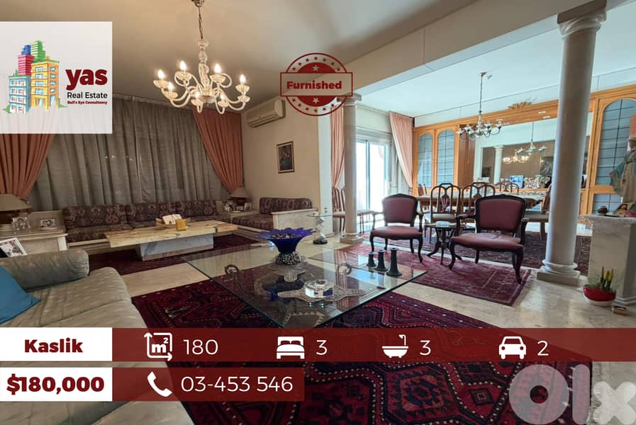 Kaslik 180m2 | Super Luxurious | Fully Furnished |Prime Location|EL/EH 0