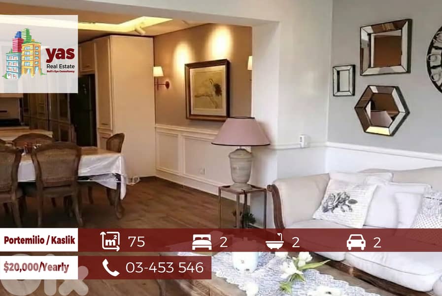 Kaslik/Portemilio 75m2 | Luxury Resort | Furnished | 20m2 Garden | JM 0