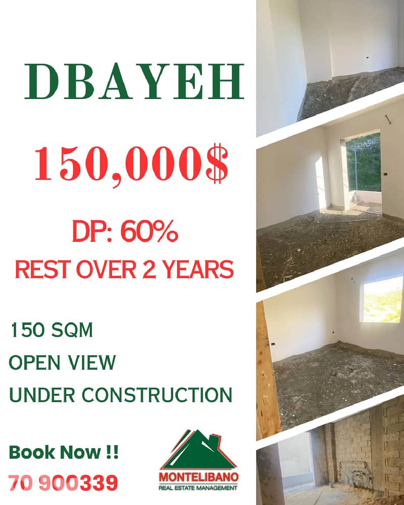 Under Construction 150 sqm Apartment For Sale in Dbayeh + Installment 0