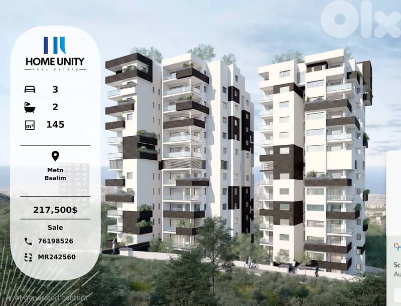 Apartment for Sale with Flexible Installments in Bsalim, Metn 0
