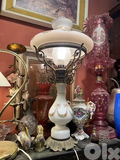 frensh lampadaire opaline لمبادير اوبلين و برونز فرنسي انارة روعة