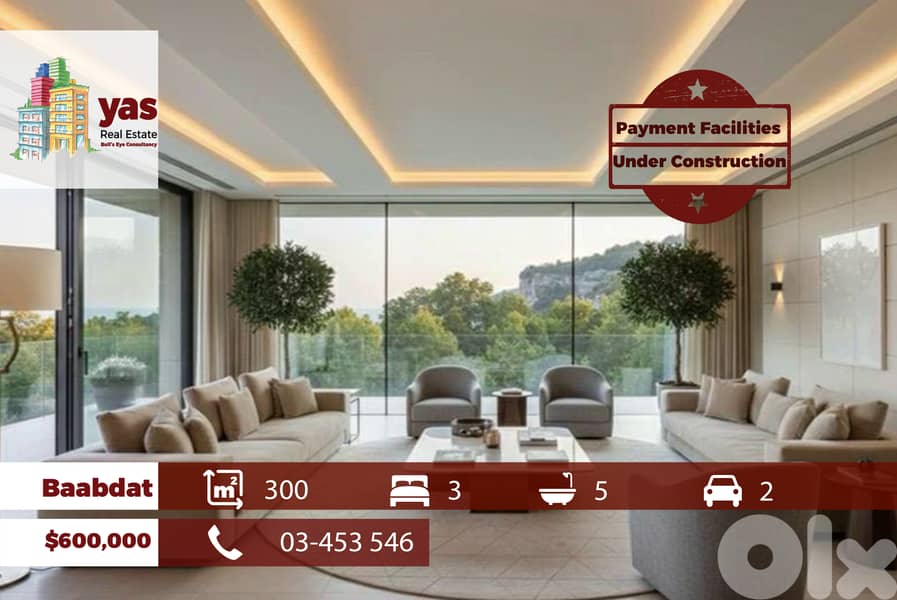 Baabdat 300m2 | Under Construction | Payment Facilities | Luxury | TCH 0