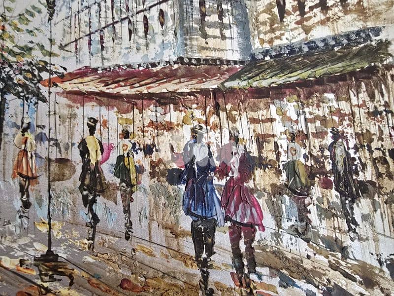 Elegant Parisian Street Painting for Sale 1