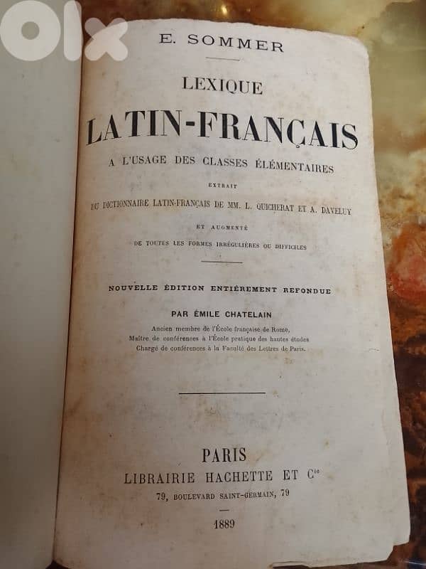 lexique latin-francais,Paris 1889,librairie hachette 0