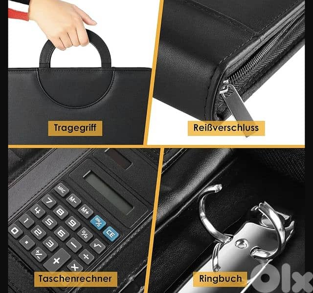 TLGREEN Case, Conference Folder, Leather +Zip, Waterproof. 4$ delivery 1