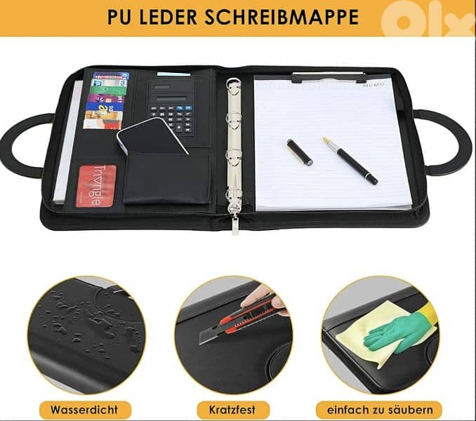 TLGREEN Case, Conference Folder, Leather +Zip, Waterproof. 4$ delivery 2