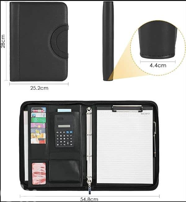 TLGREEN Case, Conference Folder, Leather +Zip, Waterproof. 4$ delivery 3
