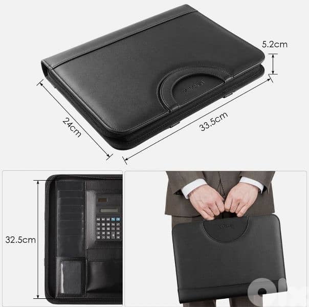 TLGREEN Case, Conference Folder, Leather +Zip, Waterproof. 4$ delivery 10