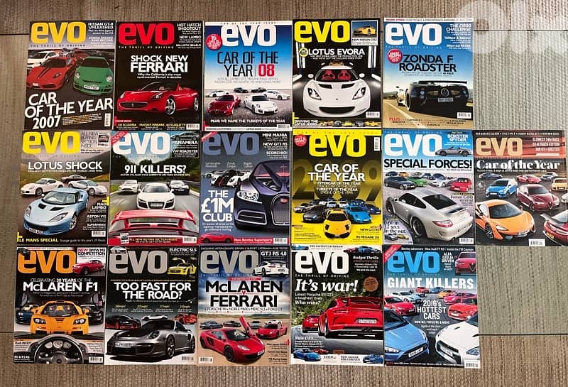 EVO  car magazine 31 issues, 7 of which “Car of the year” 1