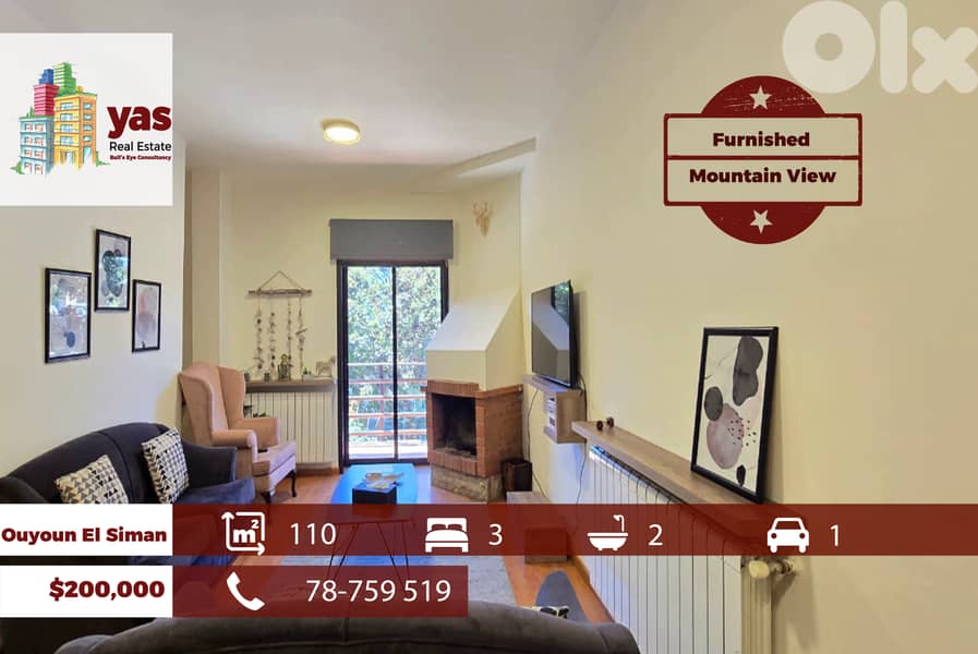 Ouyoun El Siman 110m2 | Furnished Flat | WellMaintained | View | DA 0