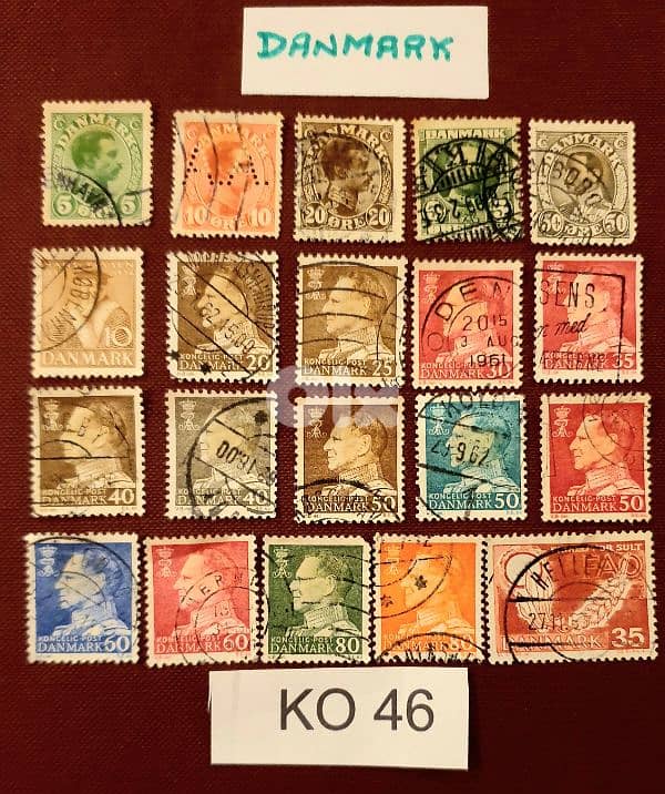 Danmark 1950's set of x 20 stamps Lot# KO-46 0