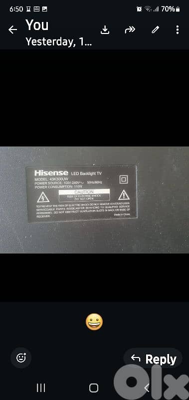 43 inch tv 4k used but need to be fixed (black sreen)but the sound ok 2