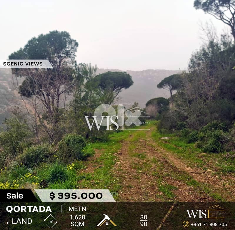 Prime 1,620 SQM Land for SALE in Qortada - Metn! 0