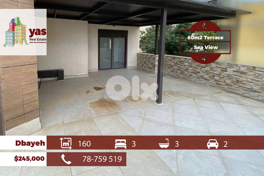 Dbayeh 160m2 | 60m2 Terrace | Sea View | New Flat | Calm Area | PAN 0