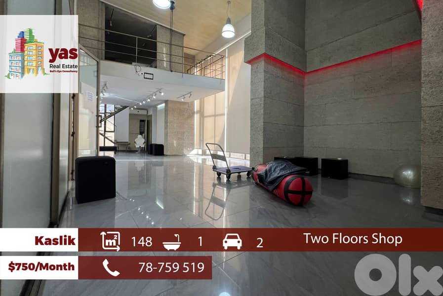 Kaslik 148m2 | Shop | Two Floors | Rent | Prime Location | RH 0