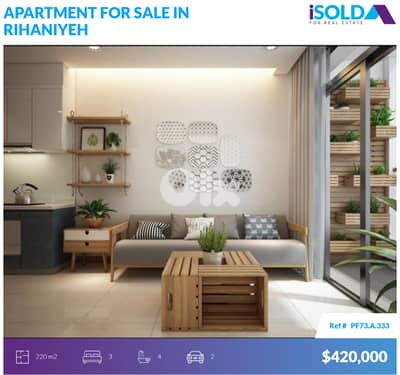 220m2 apartment+sea view 4sale in Rihaniyeh - شقة للبيع في الريحانية