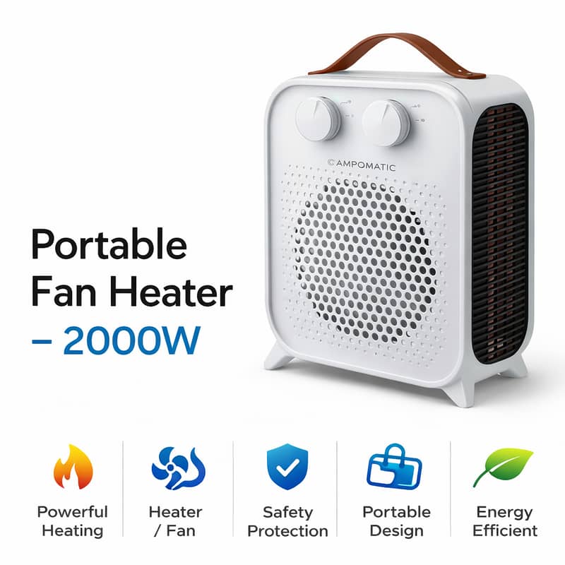 powerful and compact 2000W fan heater 0