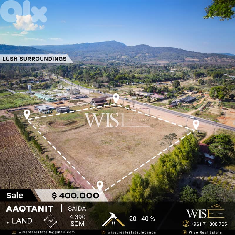 4,390 SQM Land for SALE in Aaqtanit - Saida! 0