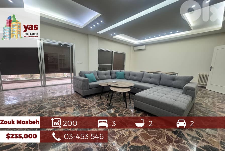 Zouk Mosbeh 200m2 | Luxury | View | Excellent Condition | Furnished | 0