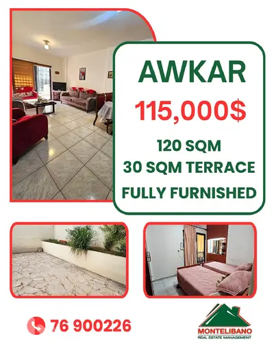 120 sqm Apartment For Sale in Awkar عوكر with 30 sqm Terrace