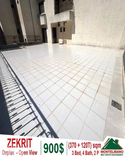 370 sqm Duplex For Rent in Zekrit زكريت with 120 sqm Terrace