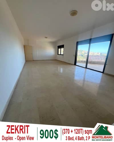 370 sqm Duplex For Rent in Zekrit زكريت with 120 sqm Terrace