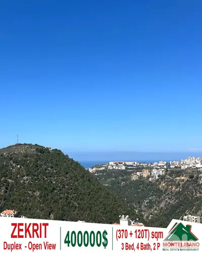 370 sqm Duplex For Sale in Zekrit زكريت with 120 sqm Terrace