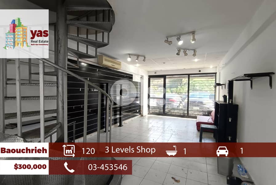 Baouchrieh 120m2 | Shop | 3 floors | Rent | Perfect Investment | AA 0
