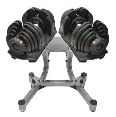 Bowflex dumbells with stand