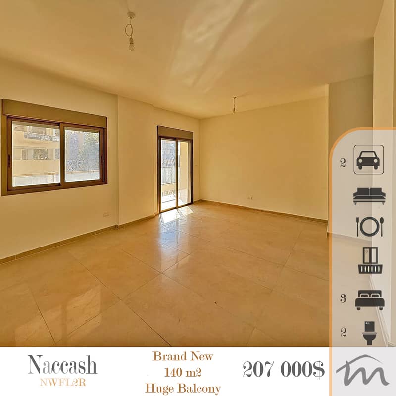 Naccash | Brand New 3 Bedrooms Apartment | Huge Balcony | Calm Area 0