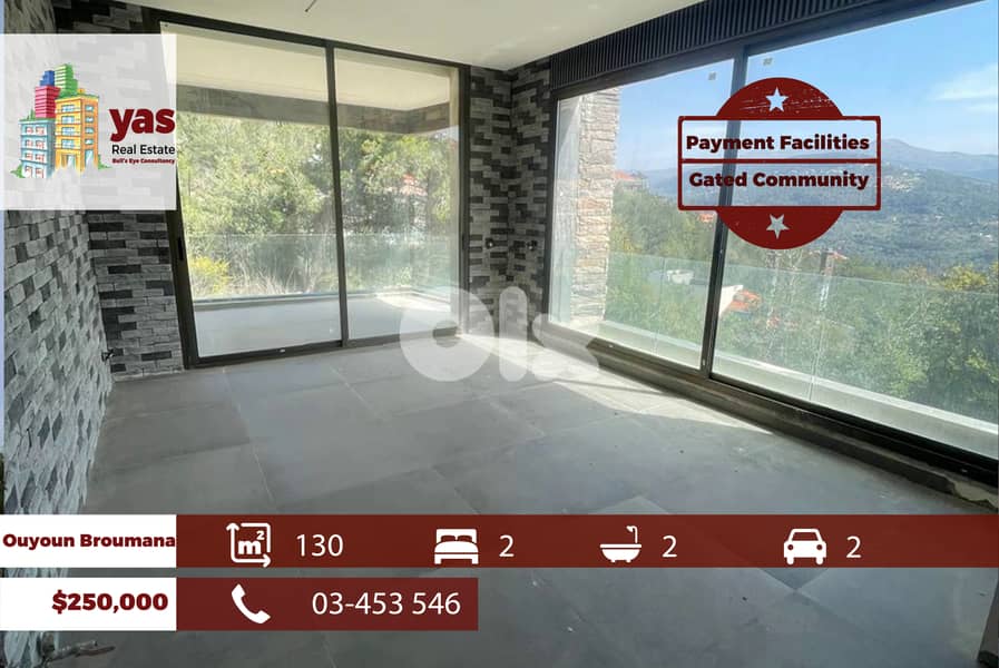 Ouyoun Broumana 130m2 | Gated | Prime Location | View | TCH 0