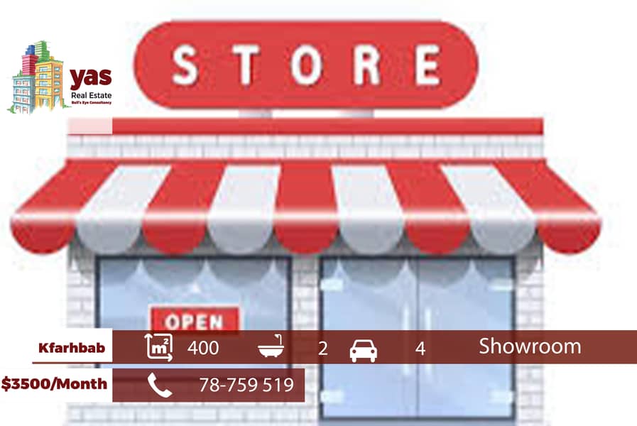Kfarhbab 400m2 | Rent | Shop/Showroom | Prime Location | EH/YV 0