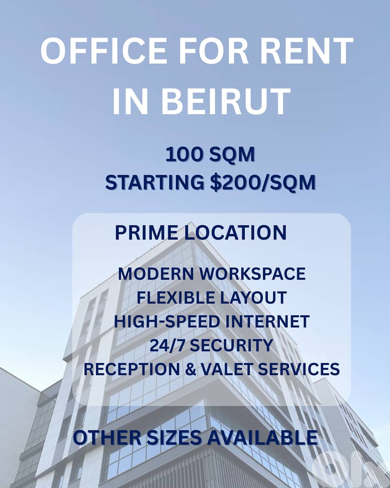 RAO26-4861 Office 100 sqm for Rent in Beirut 0