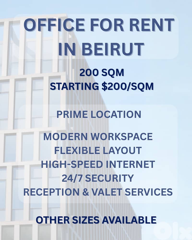 RAO26-4863 Office 200 sqm for Rent in Beirut 0