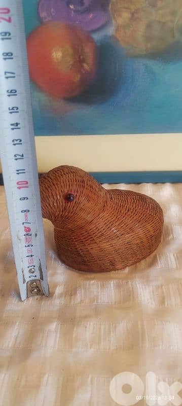 Vintage 1960s Zhejiang Handicrafts Woven Wood Covered Chick Basket 3