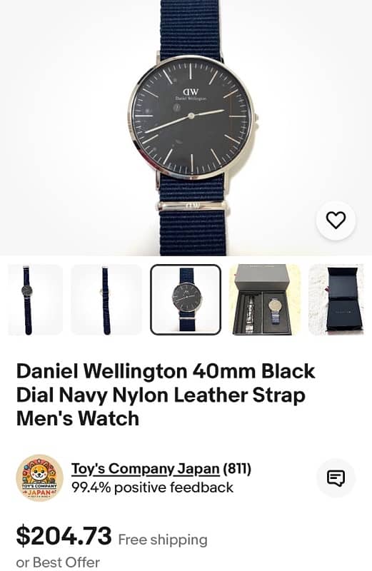 DW Daniel Wellington watch original 40MM With a white, green, and blue 3