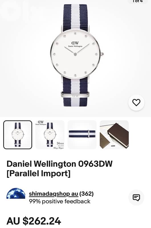 DW Daniel Wellington watch original 40MM With a white, green, and blue 5