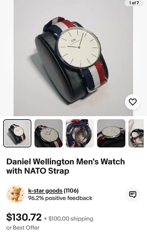 DW Daniel Wellington watch original 40MM With a white, green, and blue 6