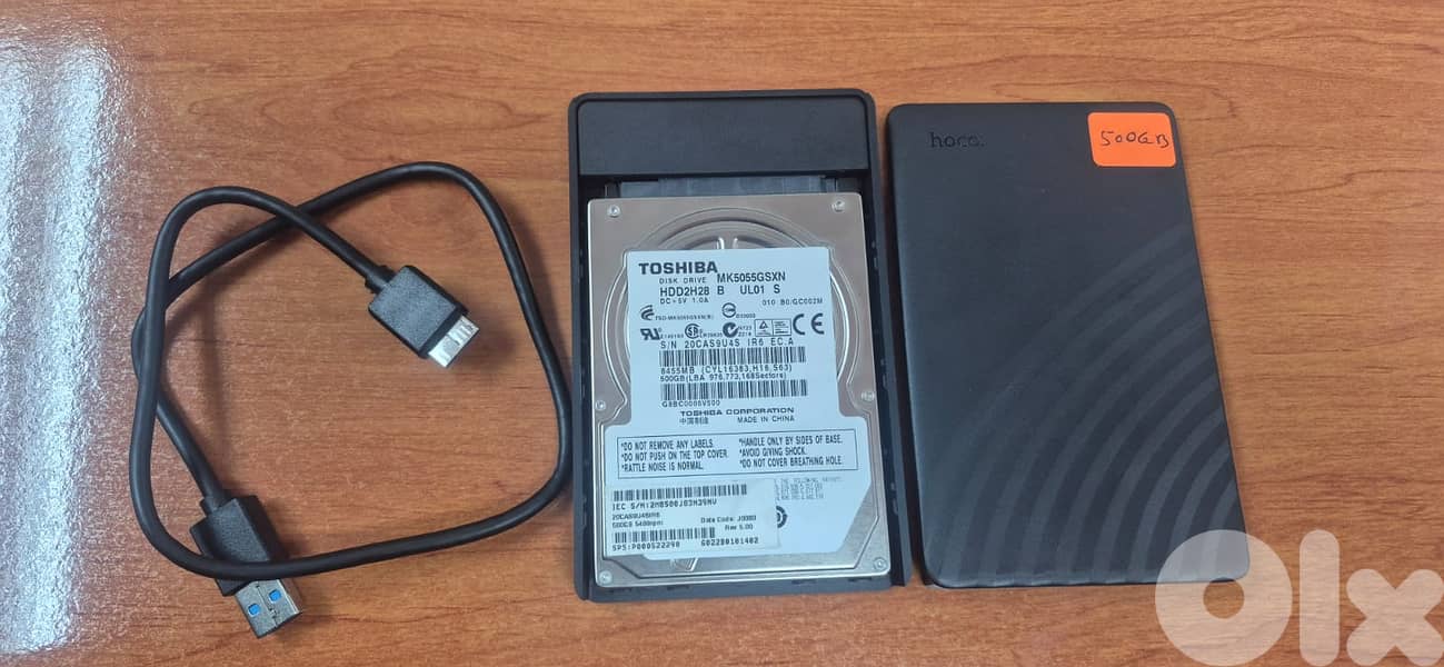 500GB External Hard Drive - Toshiba HDD in hoco. USB 3.0 Enclosure 0