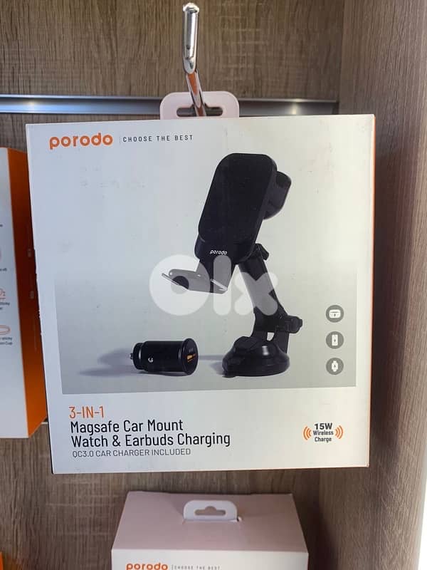 Porodo magsafe car mount PD-3IN1CMT 0