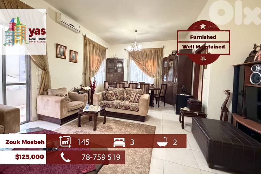 Zouk Mosbeh 145m2 | Furnished | Well Maintained | Catch Flat | EH/EL 0
