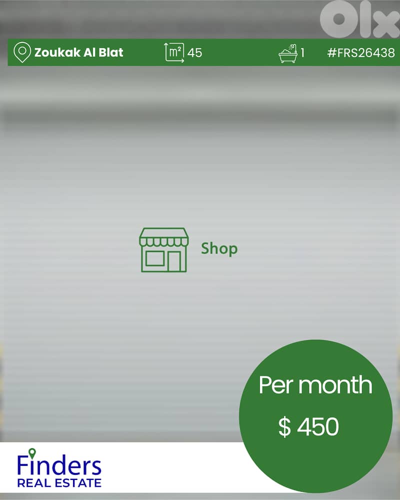 Shop for Rent in Zoukak Al Blat! 0